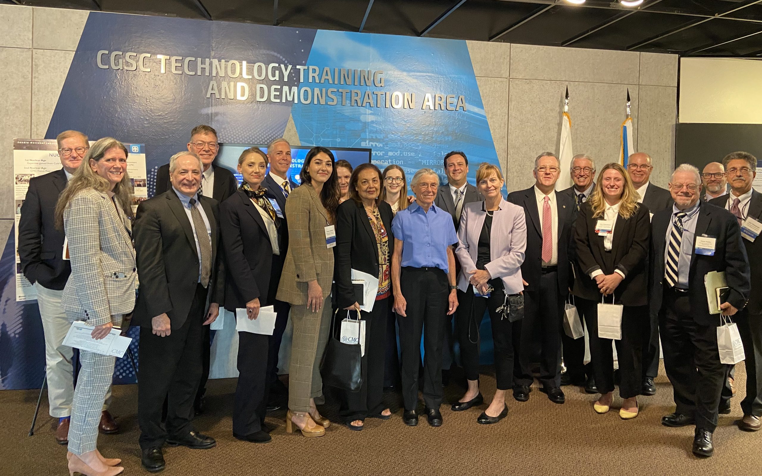 CMC staff and panel speakers: (l-r) Chuck Kosak, Sue Caskey, Mike Yaffe, Kent Biringer, Cassie Gale, Justin Olmstead, Farnaz Alimehri, Hannah Haegeland, Ambassador Shirin Tahir-Kheli, Noelle Camp, Arian Pregenzer, Chris Cutrone, Justine Johannes, David Cooper, Rodney Wilson, Jana Wattenberg, Dave Sandison, Monte Mallin, Jason Bolles, and Amir Mohagheghi.