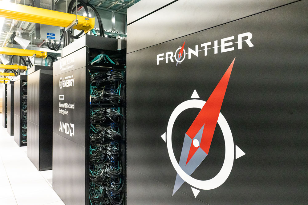 THE NEW FRONTIER — The world’s fastest supercomputer, Frontier at Oak Ridge National Laboratory, has reached 1.1 exaflops, breaking the exascale speed barrier — a threshold of a quintillion calculations per second — and ranking number one on the Top500 list of the world’s most powerful supercomputers. (Photo by Calos Jones, Oak Ridge National Laboratory)