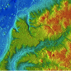 Interferometric Synthetic Aperture Radar IFSAR mosaic of greater Washington DC area from Sandias Rapid Terrain Visualization RTV program.