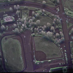 Polarimetric Synthetic Aperture Radar SAR of several fields and buildings at Kirtland AFB. Taken by Sandias FARAD radar.