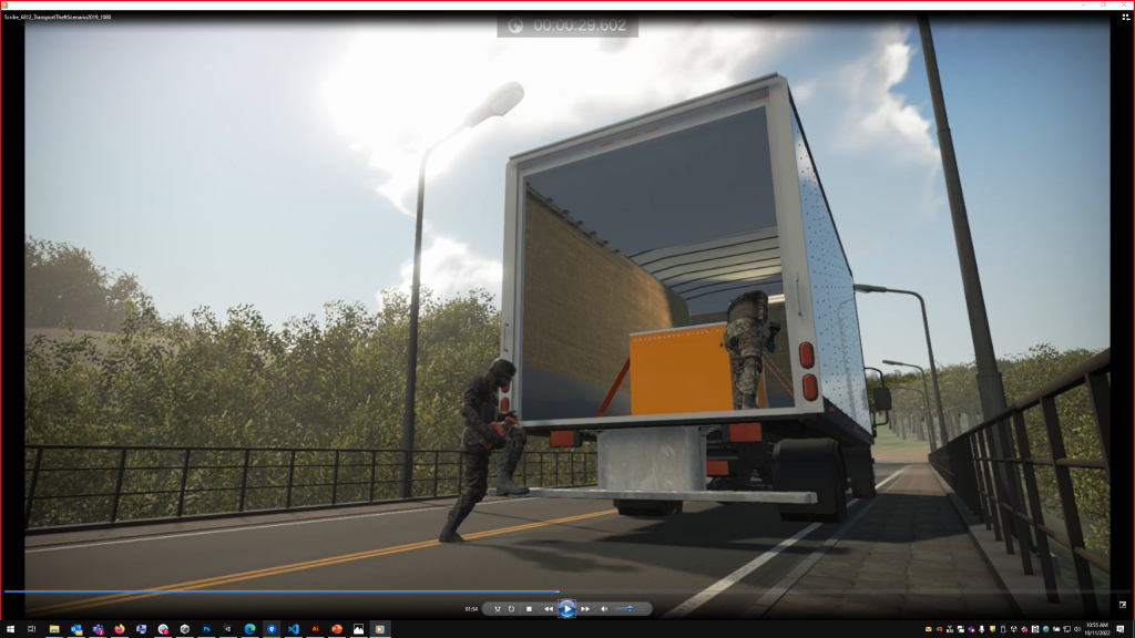 Screenshot of transportation security training video created in Scribe3D.