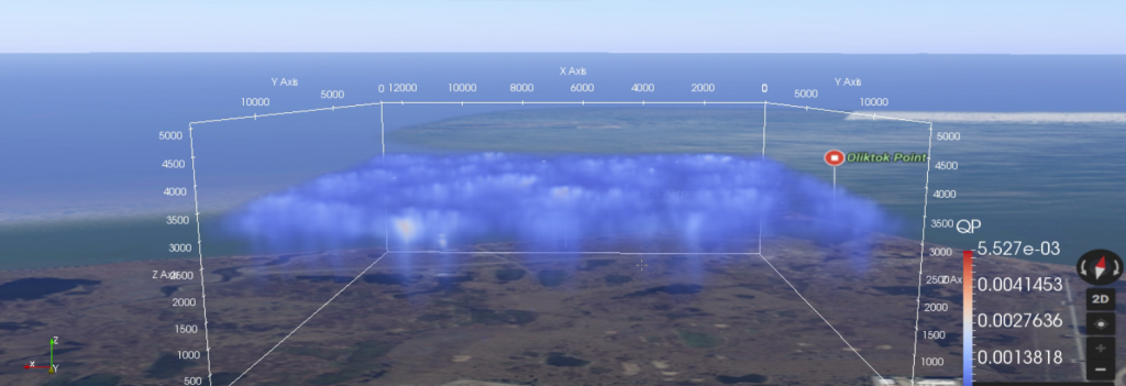 Revealing precipitation that is large enough to fall, this large eddy simulation enhances understanding of the physical processes in the Arctic cloud that determine its optical properties and lifetime—knowledge that can lead to more accurate atmospheric Earth systems predictions.