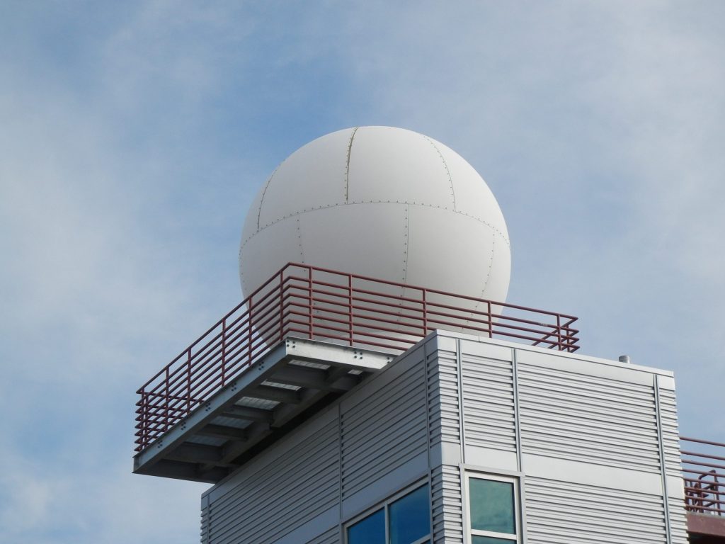 A Sandia-managed radar on the Barrow Arctic Research Center that assists with maritime and domain awareness such as sea ice.