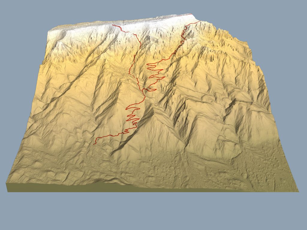 THIS SAR image shows the west face of the Sandia Mountains. Members of the Albuquerque Mountain Rescue Council used detailed versions of it to rescue a man last November.