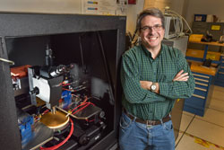 Sandia National Laboratories electrical engineer Bob Kaplar heads a project studying ultrawide bandgap semiconductor materials. The project is answering such questions as how materials behave and how to work with them steps toward improving everything from consumer electronics to power grids. (Photo by Randy Montoya) Click on the thumbnail for a high-resolution image.