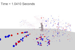 Grey figure with red and blue dots heading toward viewer. Time reads 1.04 seconds