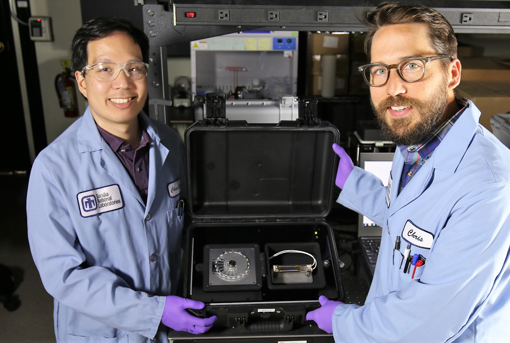 Photo of Sandia National Laboratories chemist Chung-Yan Koh and former Sandia bioengineer Chris Phaneuf