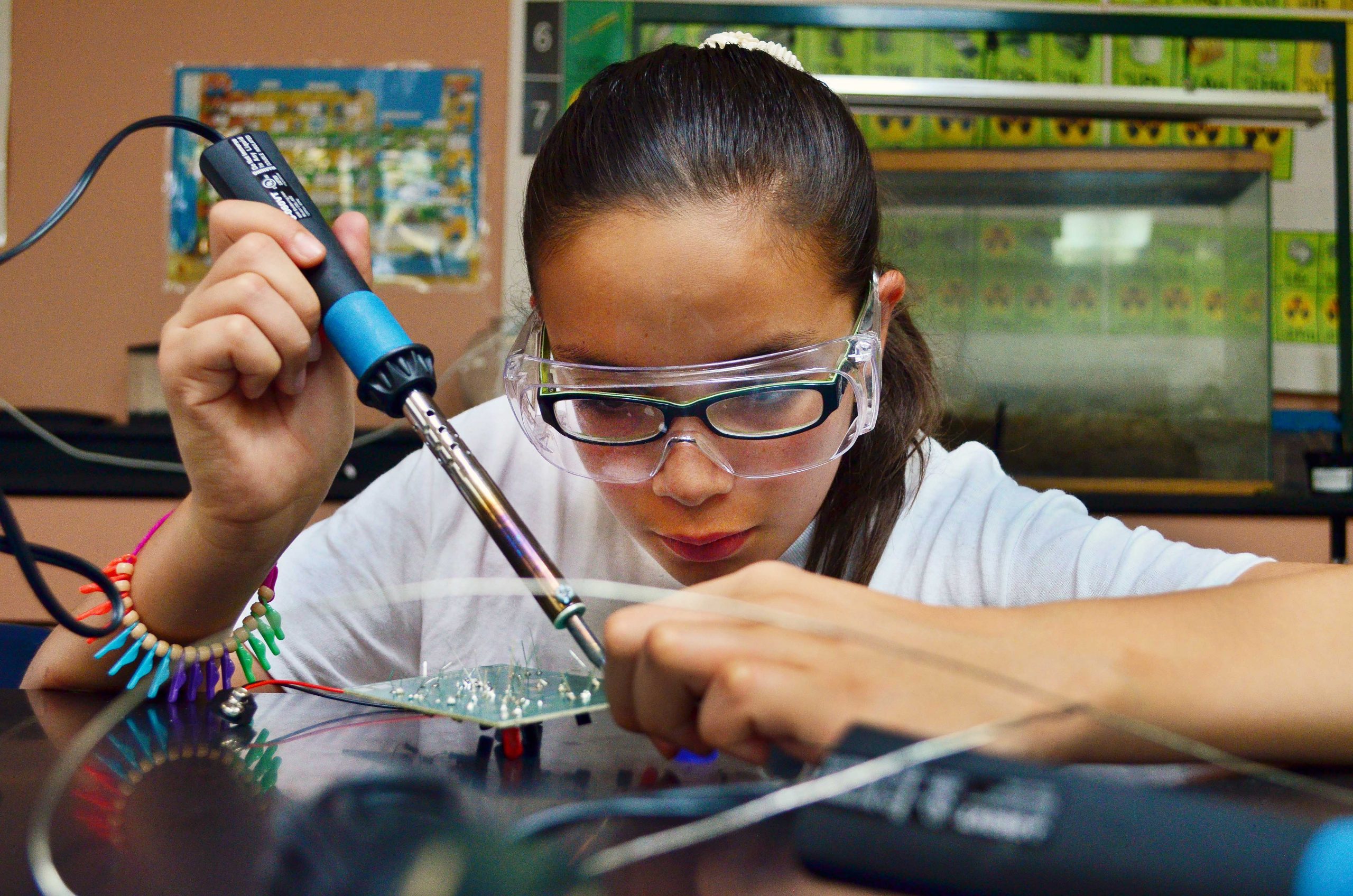 A student works on an HMTech project. HMTech began in 1986 as an after-school program at Albuquerque's Career Enrichment Center.