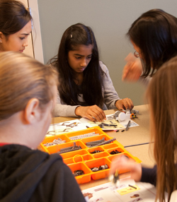 Assembling robots made of Legos was the focus of one workshop at a recent Sandia-sponsored EYH event in California.