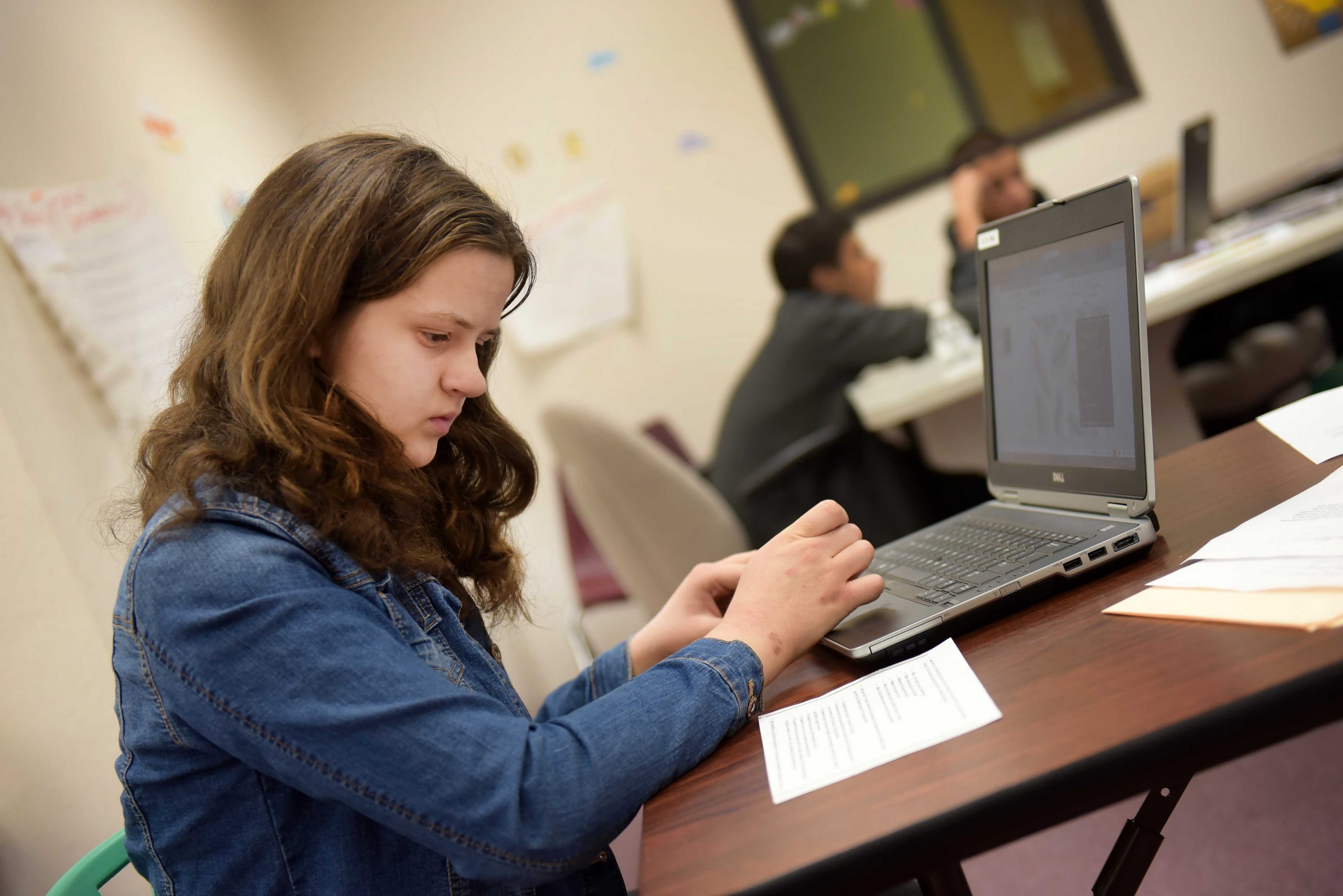 Katie Wieck is a student at the Technology Leadership High School, one of the 40-plus businesses and organizations in the Sandia Science & Technology Park. (Photo by Randy Montoya) Click on the thumbnail for a high-resolution image.