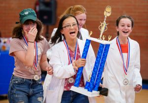 Roosevelt Middle School's Team 1 won the overall competition at 2023 NM Electric Car Challenge. (Photo by Craig Fritz) Click on the thumbnail for a high-resolution image.