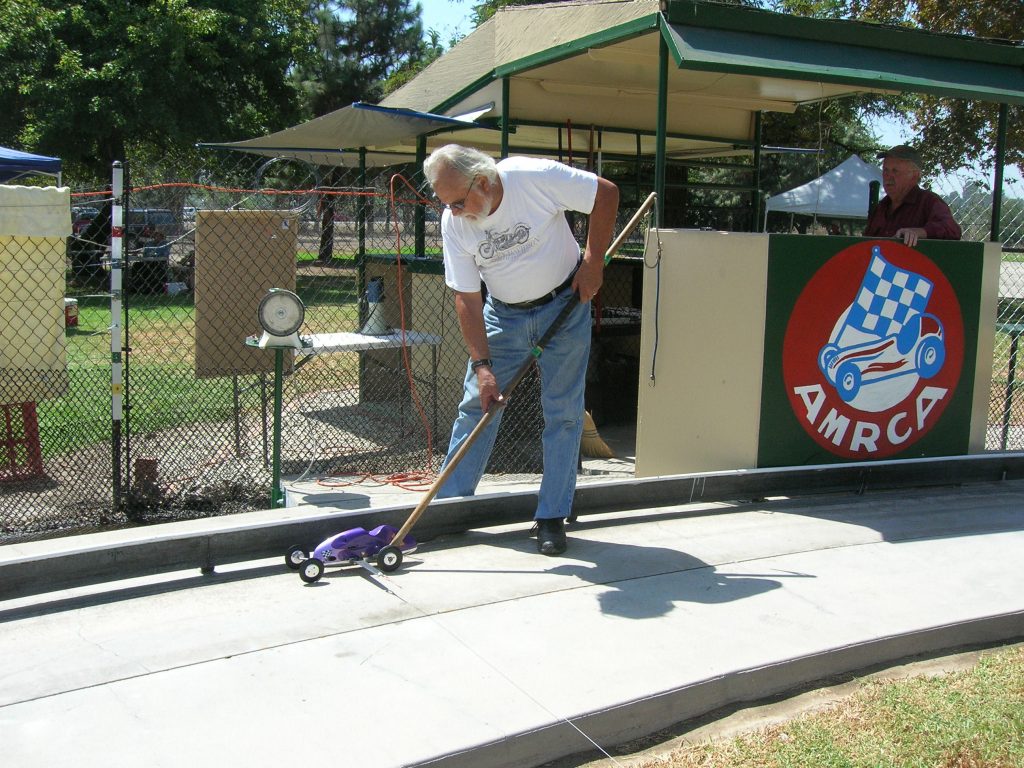 Ed readies a tether car