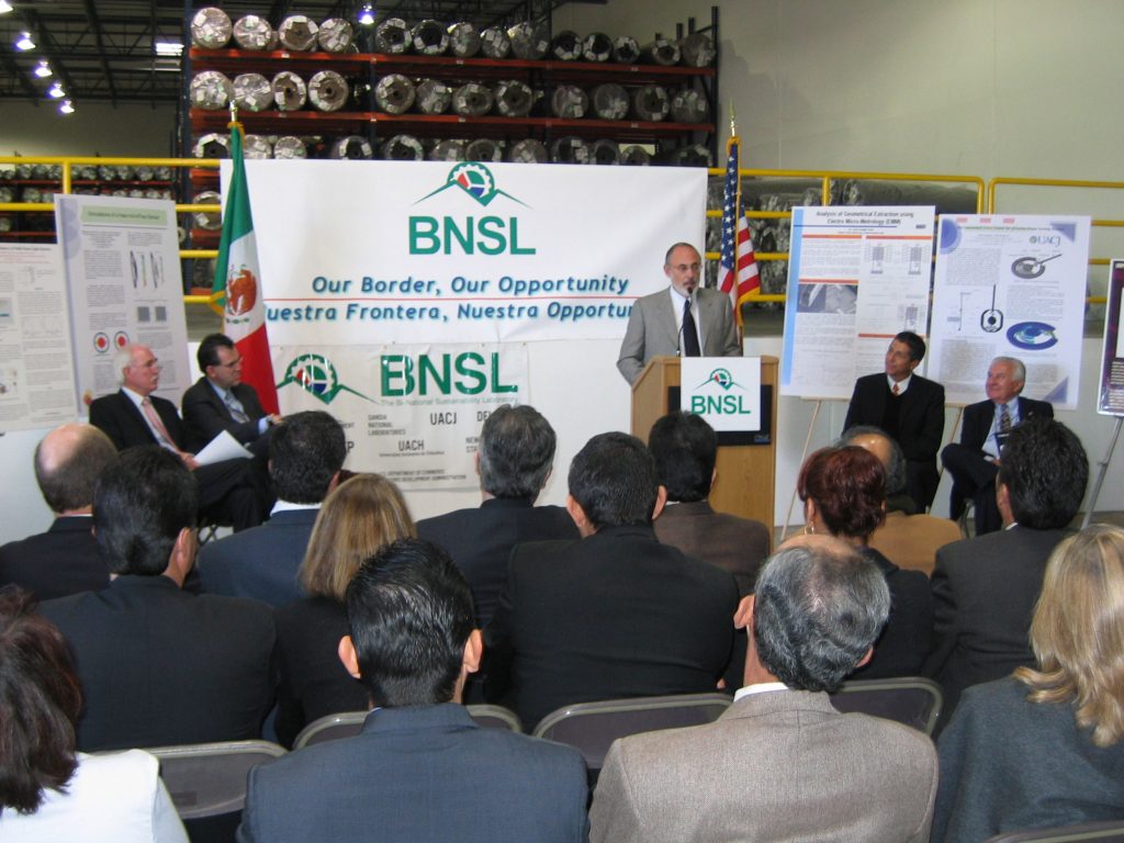 GERRY YONAS addresses session announcing the opening of the Bi-National Sustainability Laboratory at Santa Teresa, N.M.