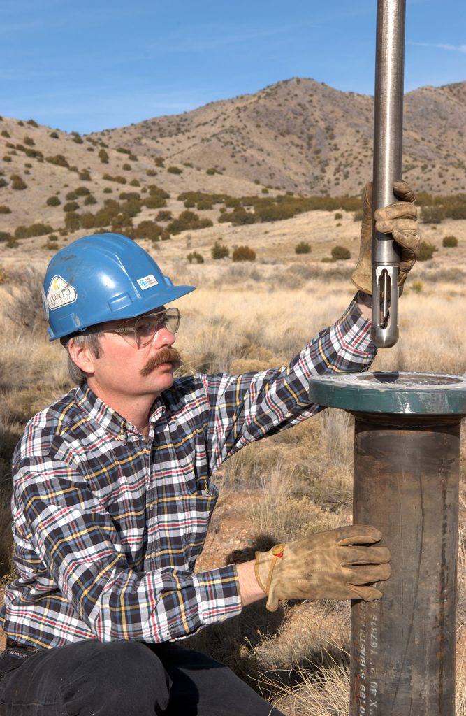 Down Hole Probe Sandia National Laboratories geothermal researcher Joe Henfling fields one of Sandia’s high-temperature downhole tools.