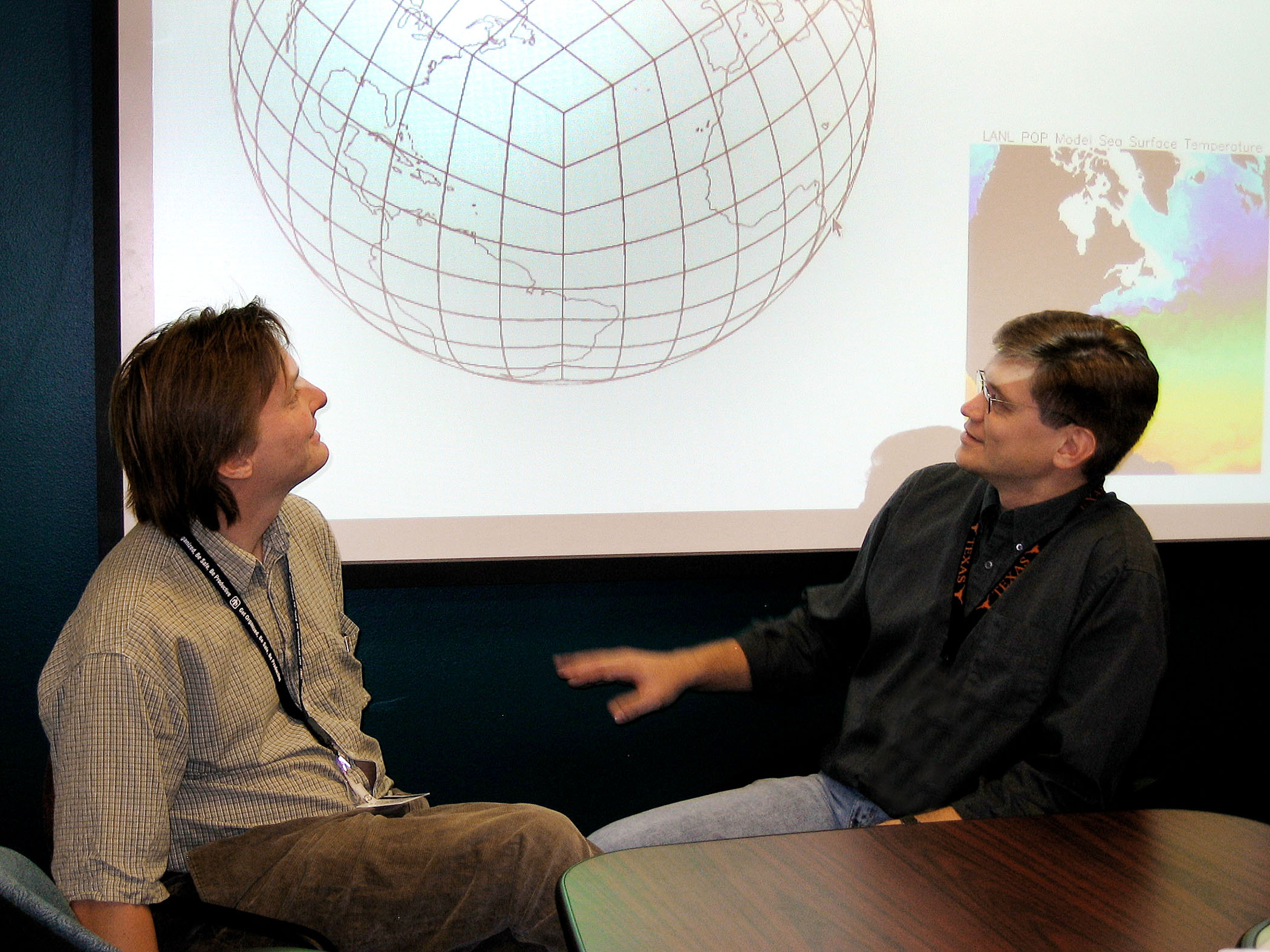 SANDIA RESEARCHERS Mark Taylor, left, and Bill Spotz will spend the next five years trying to figure out what the future might hold for the Earth’s atmosphere by collaborating on a large-scale computer model.