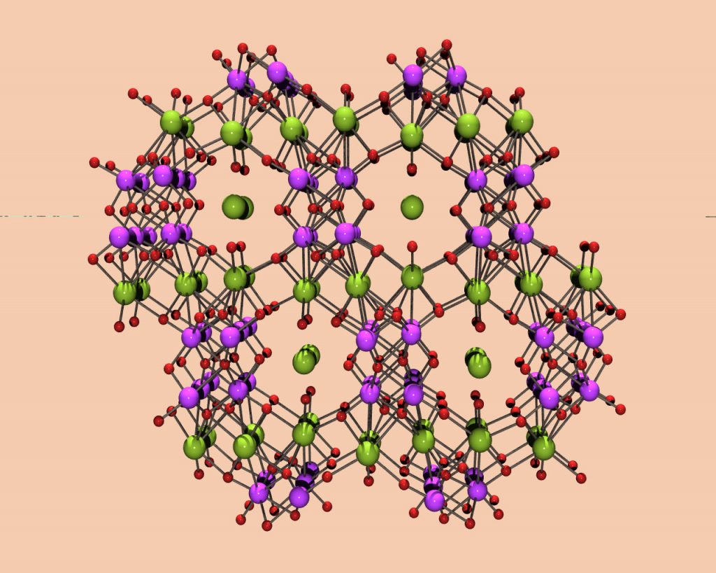 SOMS framework (H2O excluded) showing tunnels in the crystalline structure.Download 72dpi JPEG image, ‘SOMS1.jpg’, 176K (Media are welcome to download/publish this image with related news stories.)